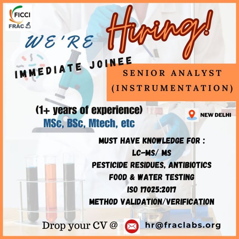 FICCI Hiring for Senior Analyst (Instrumentation) Immediate Joining FICCI Hiring for Senior Analyst (Instrumentation) Immediate Joining