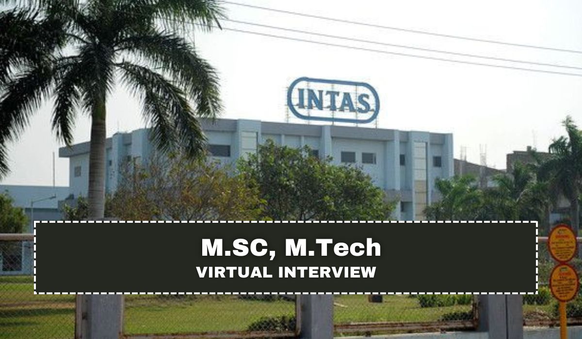 Intas Pharmaceuticals Hiring M.Sc, M.Tech Canditates