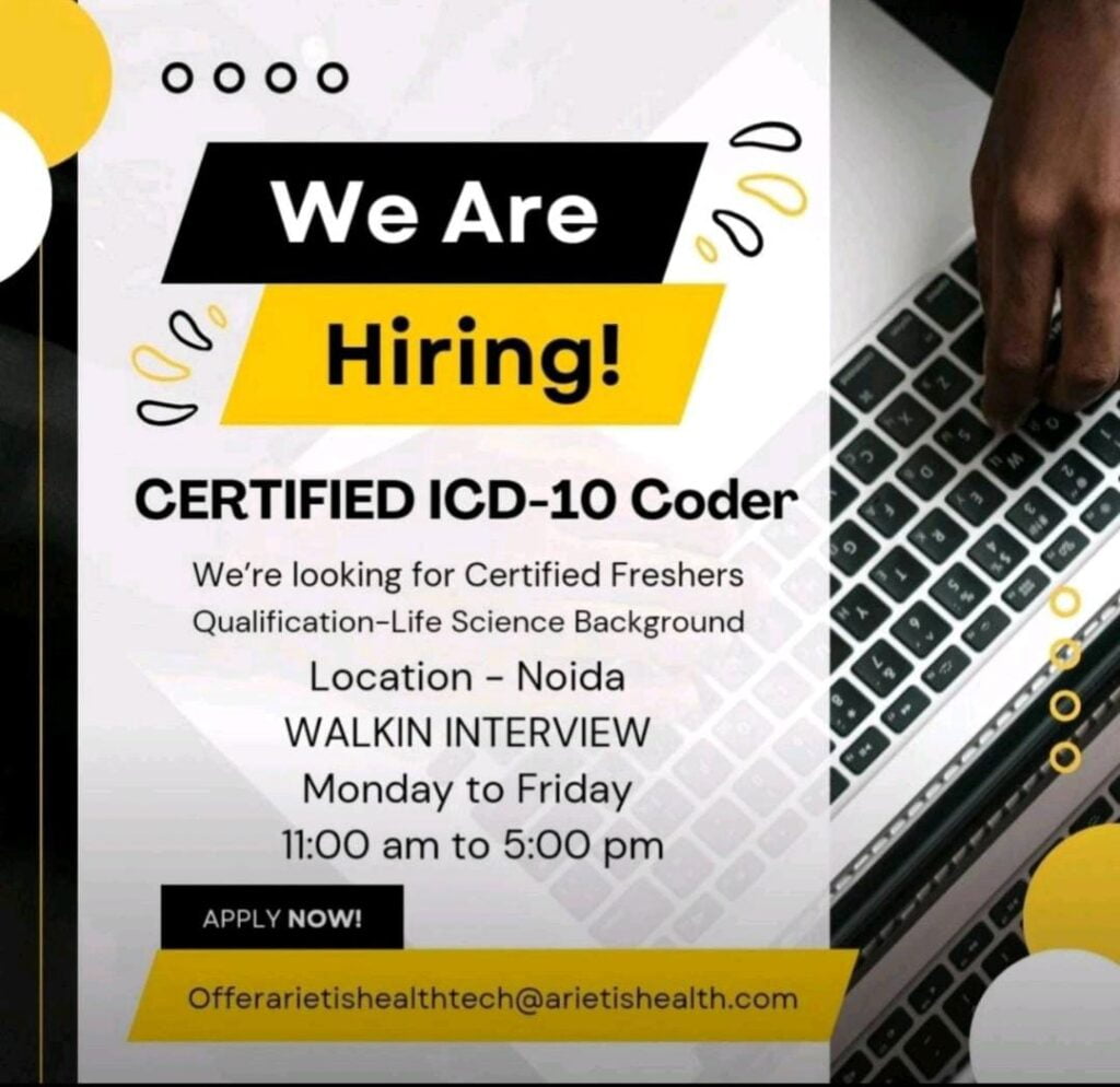 Arietis Health Tech Hiring for Certified ICD-10 Coder (Fresher) Arietis Health Tech Hiring for Certified ICD-10 Coder (Fresher)