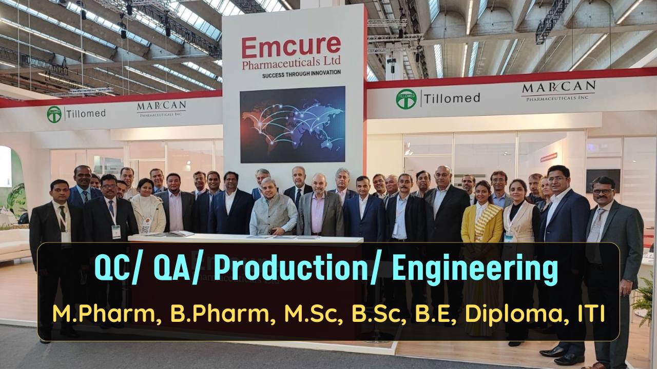 Emcure Hiring for QC/ QA/ Production/ Engineering