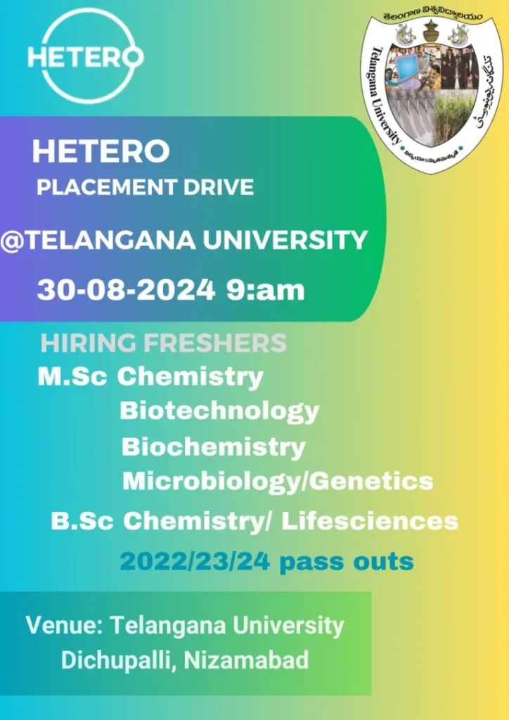 HETERO Urgent Hiring for FRESHERS - B.Sc/ M.Sc HETERO Urgent Hiring for FRESHERS - B.Sc/ M.Sc
