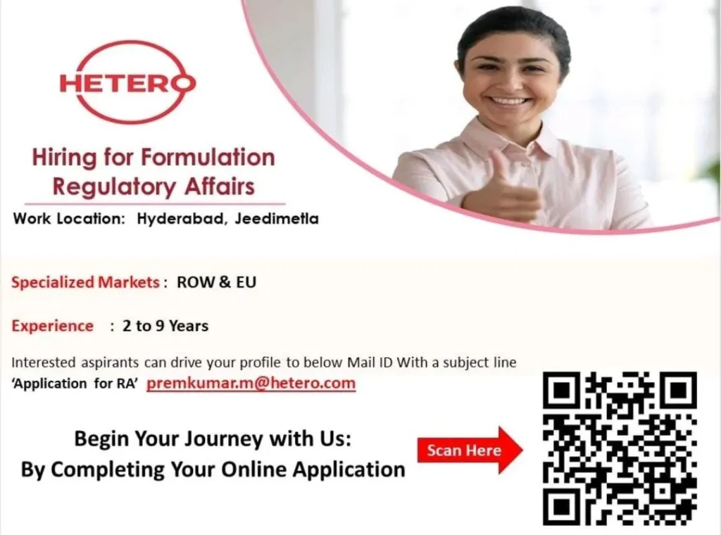 HETERO Hiring for Regulatory Affairs HETERO Hiring for Regulatory Affairs