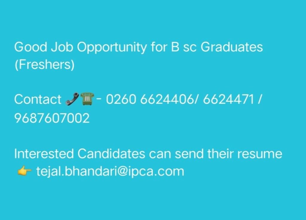 Ipca Laboratories Hiring for Freshers