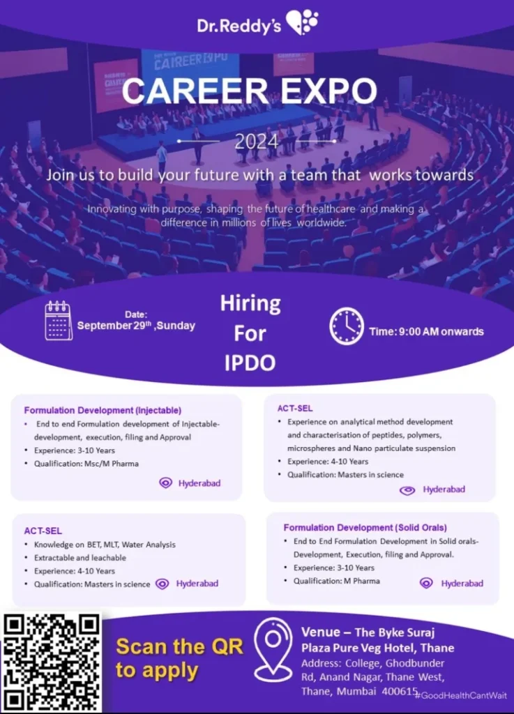 Dr. Reddy's Hiring for M.Sc / M.Pharm / M.Sc Dr. Reddy's Hiring for M.Sc / M.Pharm / M.Sc