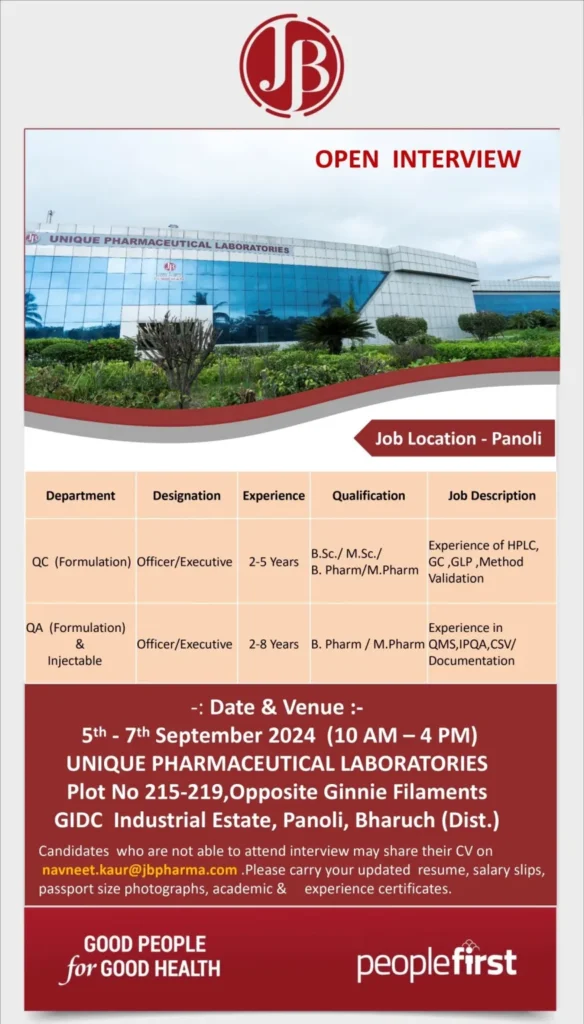 Unique Pharma Hiring for QC / QA Unique Pharma Hiring for QC / QA