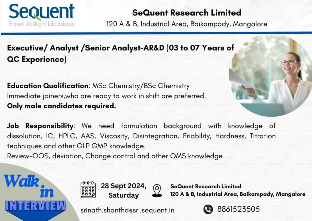 SeQuent Research Hiring for Analytical R&D SeQuent Research Hiring for Analytical R&D