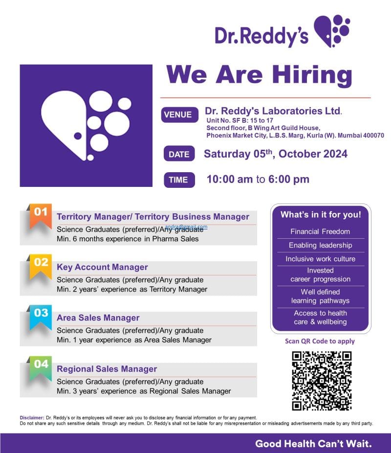Dr. Reddy’s Hiring for Any Graduate - Mumbai Dr. Reddy’s Hiring for Any Graduate - Mumbai