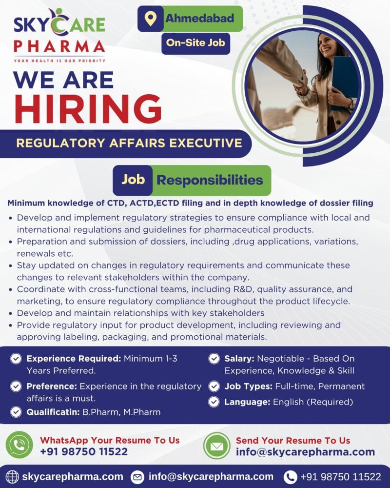 Skycare Pharma Hiring in Regulatory Affairs Skycare Pharma Hiring in Regulatory Affairs