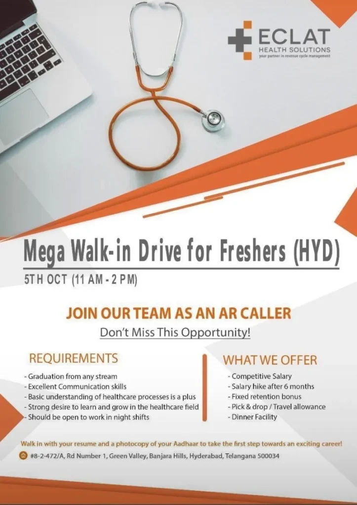 ECLAT Health Solutions Hiring for Freshers – Any Graduates ECLAT Health Solutions Hiring for Freshers – Any Graduates