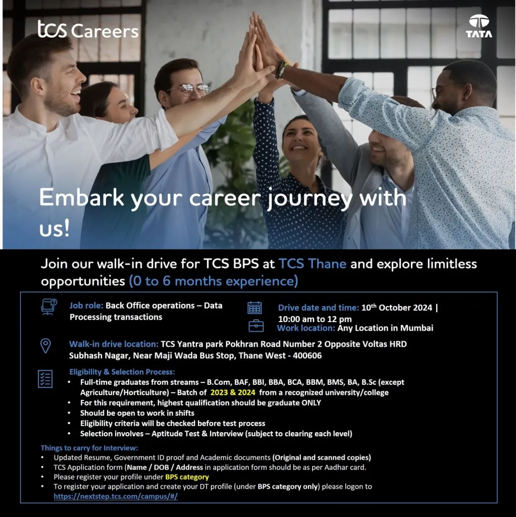 TATA Consultancy Services Hiring for Freshers Graduate 