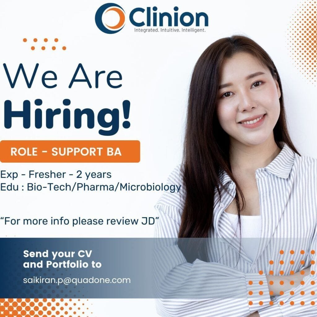 Clinion Hiring Freshers in Clinical Data Management Clinion Hiring Freshers in Clinical Data Management