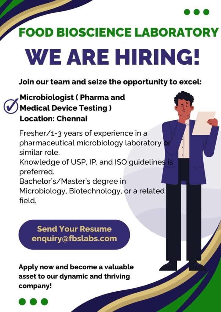 FBS Labs Hiring Freshers Microbiologist (Pharmaceutical and Medical Device Testing) FBS Labs Hiring Freshers Microbiologist (Pharmaceutical and Medical Device Testing)