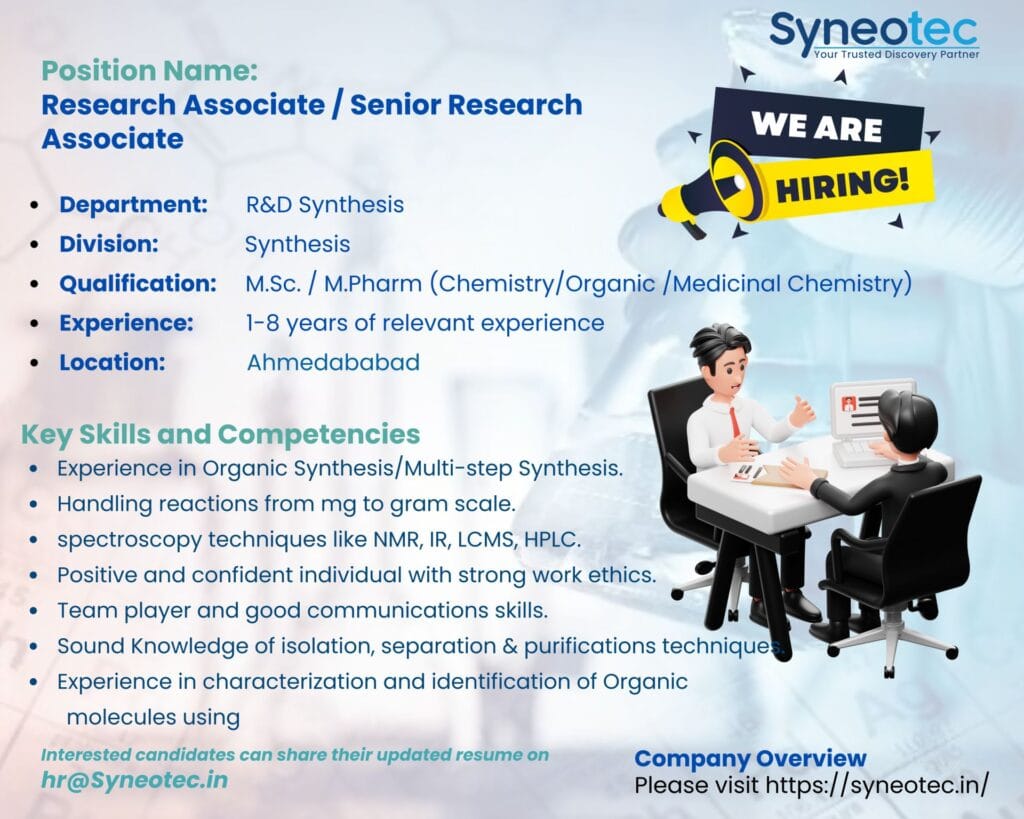 Syneotec Hiring for Research Associate / Senior Research Associate Syneotec Hiring for Research Associate / Senior Research Associate