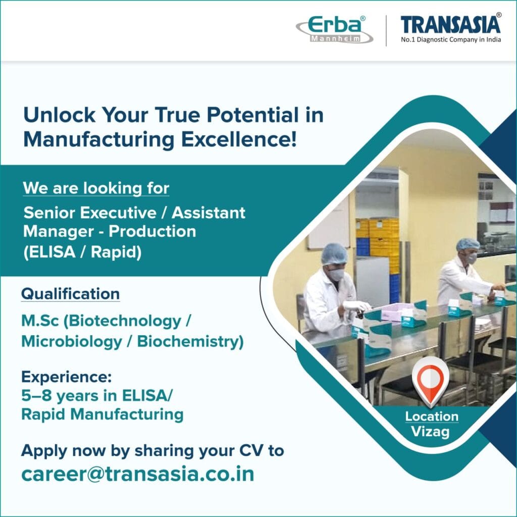 Erba Mannheim TRANSASIA Hiring for Production Erba Mannheim TRANSASIA Hiring for Production