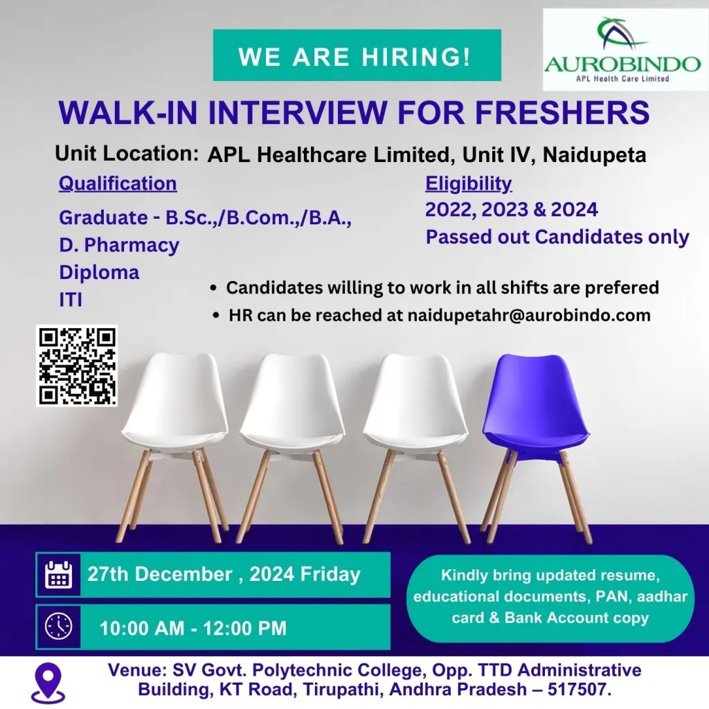 Aurobindo Pharma Hiring for B.Sc., B.Com., BA, D. Pharmacy, or Diploma ITI Aurobindo Pharma Hiring for B.Sc., B.Com., BA, D. Pharmacy, or Diploma ITI