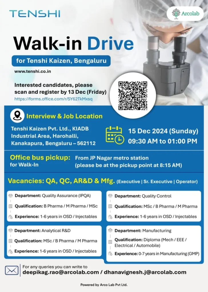 Tenshi Kaizen Hiring for AR&D / Manufacturing / Quality Assurance / Quality Control Tenshi Kaizen Hiring for AR&D / Manufacturing / Quality Assurance / Quality Control