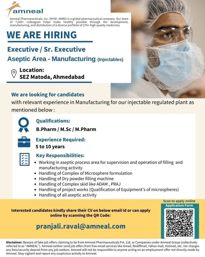 Amneal Pharmaceuticals Hiring for B.Pharm / M.Sc / M.Pharm Amneal Pharmaceuticals Hiring for B.Pharm / M.Sc / M.Pharm