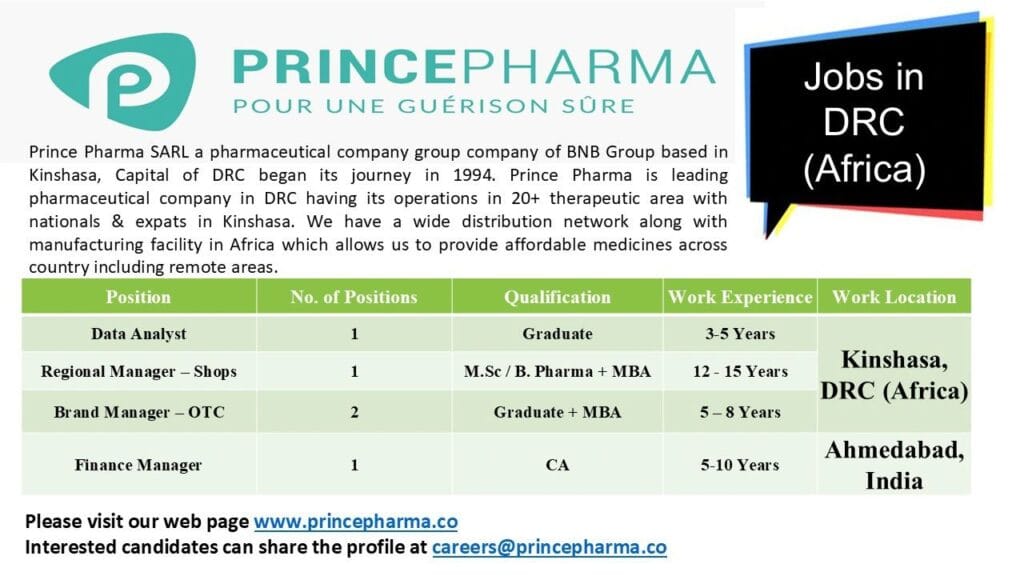 Prince Pharma Hiring for Data Analyst/ Regional Manager – Shops/ Brand Manager – OTC/ Finance Manager Prince Pharma Hiring for Data Analyst/ Regional Manager – Shops/ Brand Manager – OTC/ Finance Manager