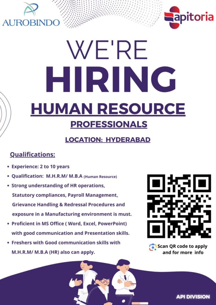 Aurobindo Pharma Hiring Human Resource for Manufacturing Team Aurobindo Pharma Hiring Human Resource for Manufacturing Team