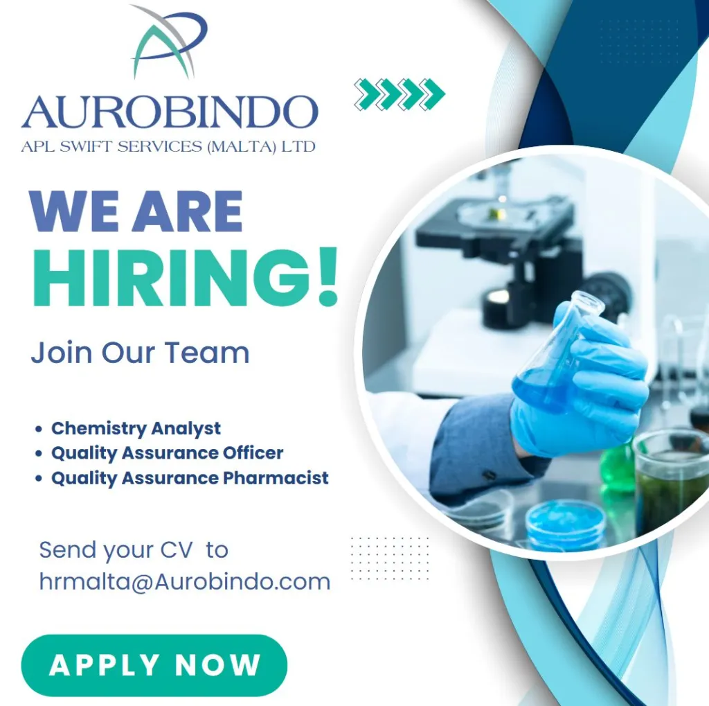 Aurobindo Pharma Malta Hiring for Quality Assurance/ Chemistry Analyst Aurobindo Pharma Malta Hiring for Quality Assurance/ Chemistry Analyst
