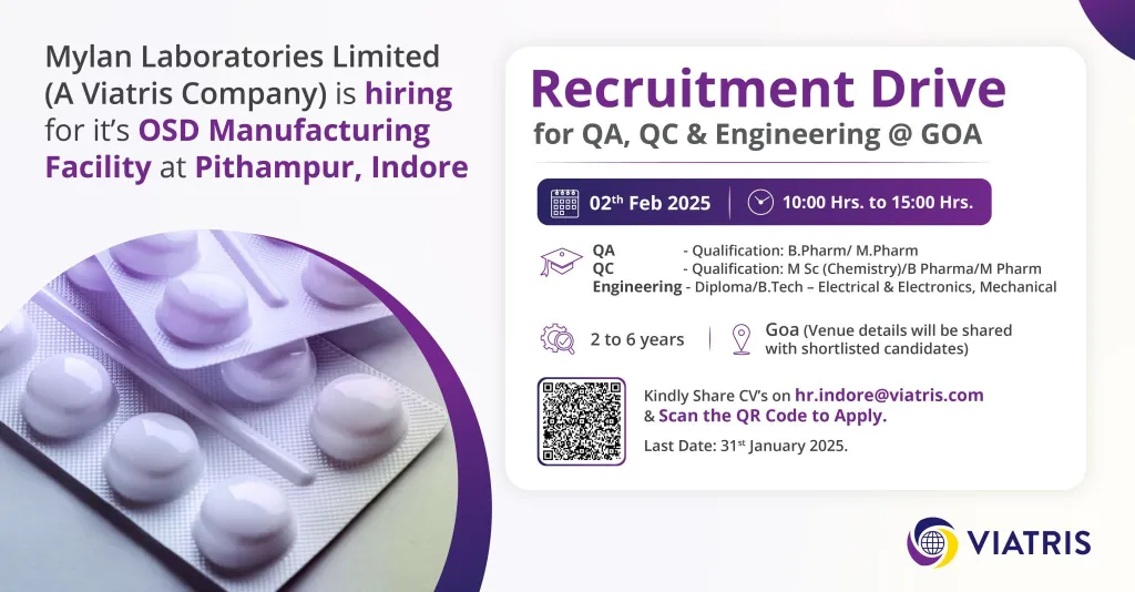 Mylan Laboratories Hiring for Quality Assurance / Quality Control / Engineering Mylan Laboratories Hiring for Quality Assurance / Quality Control / Engineering