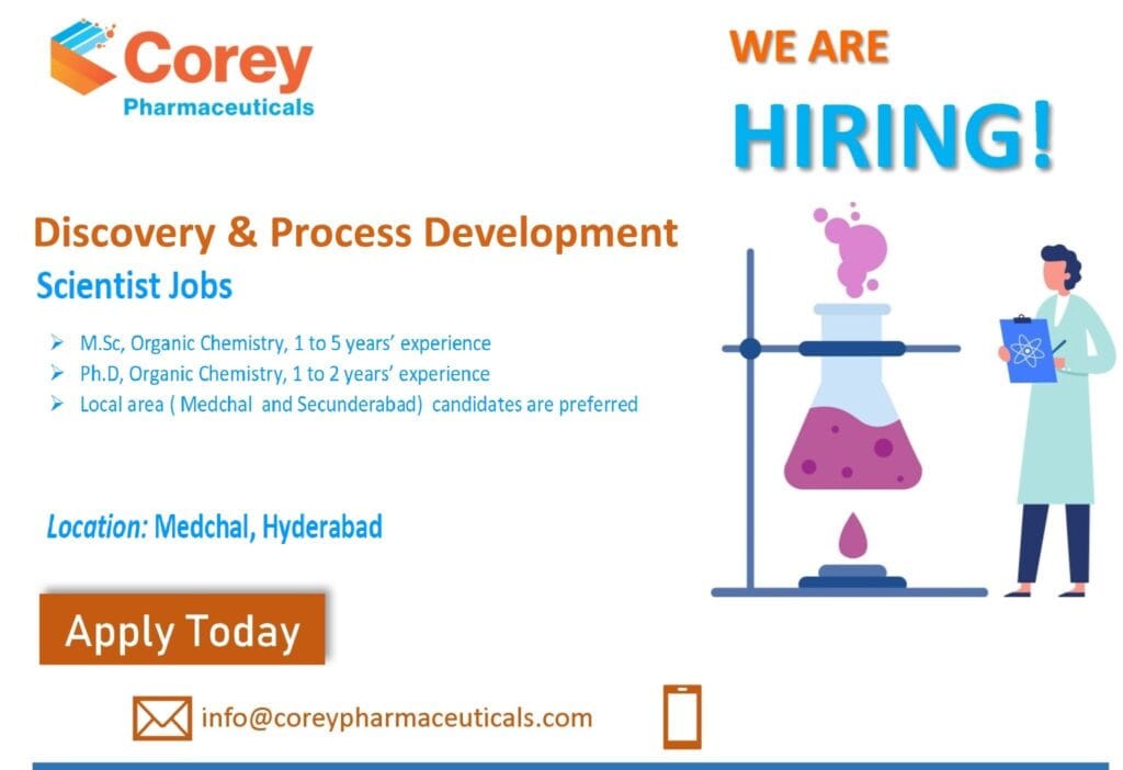 Corey Pharmaceuticals Hiring for Discovery & Process Development Corey Pharmaceuticals Hiring for Discovery & Process Development