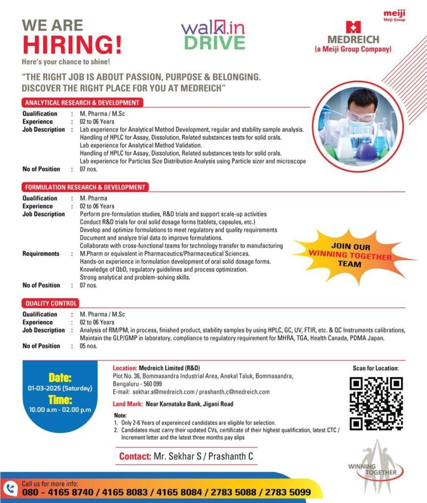 Medreich Limited Hiring for Research & Development / Quality Control Jobs Medreich Limited Hiring for Research & Development / Quality Control Jobs