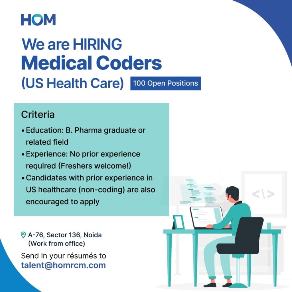HOM is Hiring 100 FRESHER Candidates for Medical Coder Position @Noida HOM is Hiring 100 FRESHER Candidates for Medical Coder Position @Noida