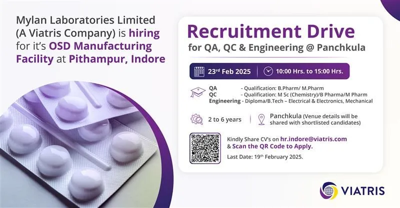 Mylan Laboratories Hiring for Quality Assurance/ Quality Control/ Engineering Mylan Laboratories Hiring for Quality Assurance/ Quality Control/ Engineering
