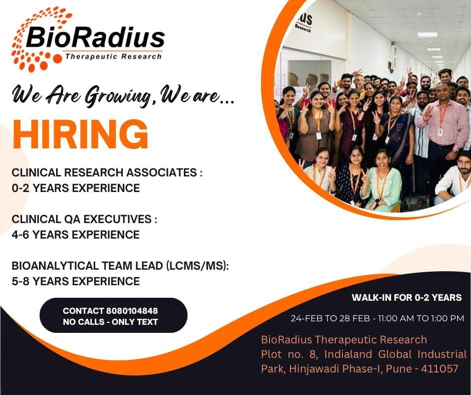 BioRadius Therapeutic Research Hiring Freshers in Pune For Clinical Research BioRadius Therapeutic Research Hiring Freshers in Pune For Clinical Research