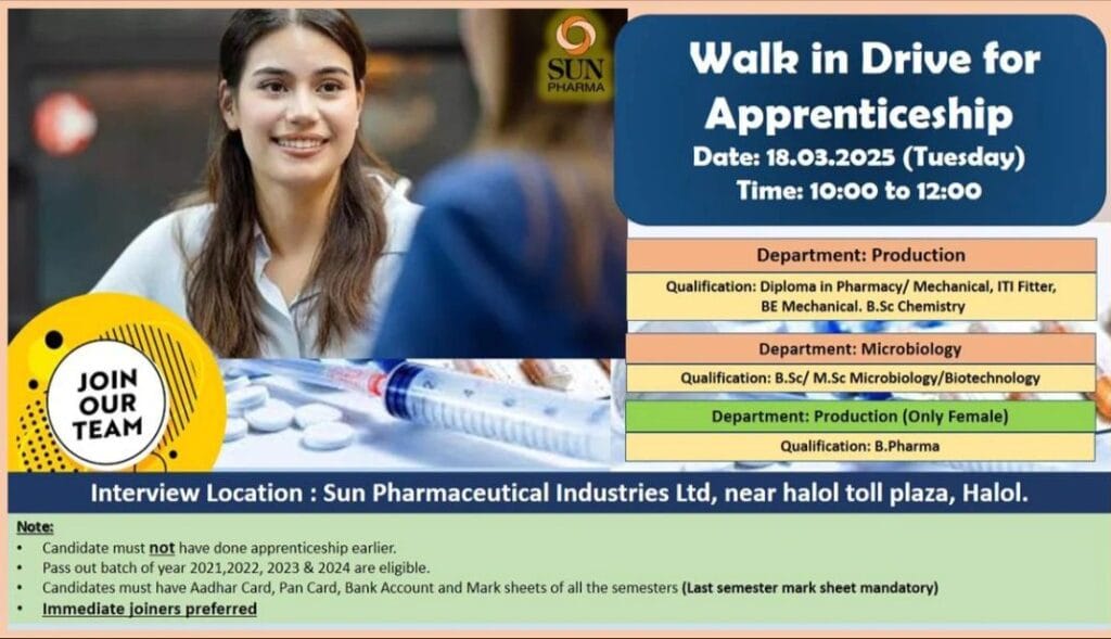 Sun Pharmaceutical Hiring FRESHERS for Production/ Microbiology Sun Pharmaceutical Hiring FRESHERS for Production/ Microbiology