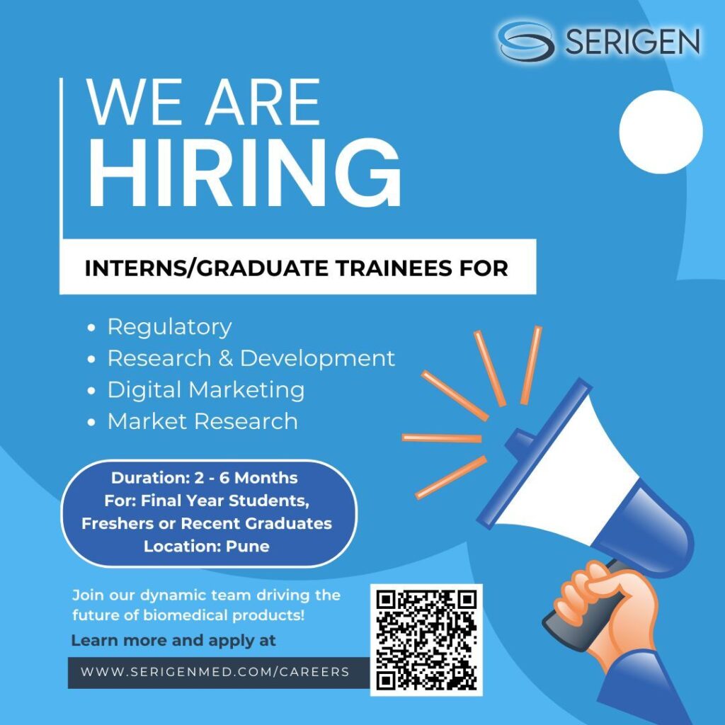 FRESHERS Internship Opportunities at SERIGEN : Apply for Regulatory Affairs/ R&D/ Digital Marketing/ Market Research FRESHERS Internship Opportunities at SERIGEN : Apply for Regulatory Affairs/ R&D/ Digital Marketing/ Market Research