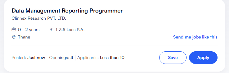Clinnex Research CRO Hiring Freshers as Data Management Reporting Programmer (SAS) Clinnex Research CRO Hiring Freshers as Data Management Reporting Programmer (SAS)