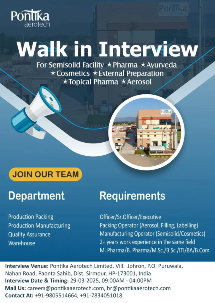 Pontika Aerotech Hiring for Production / Packing / Quality Assurance / Warehouse Pontika Aerotech Hiring for Production / Packing / Quality Assurance / Warehouse