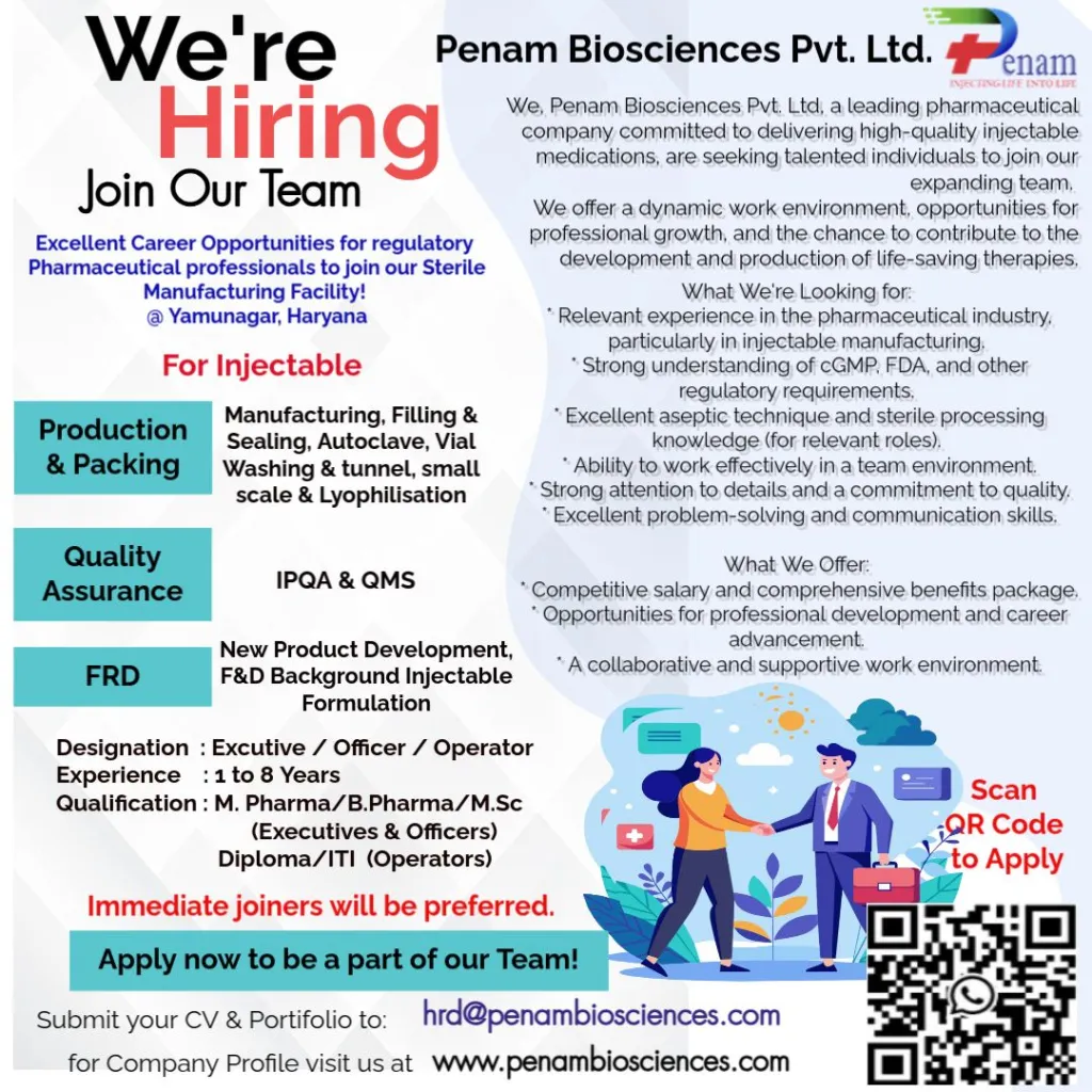 Penam Biosciences Hiring for Production / Packing / FR&D / Quality Assurance Penam Biosciences Hiring for Production / Packing / FR&D / Quality Assurance