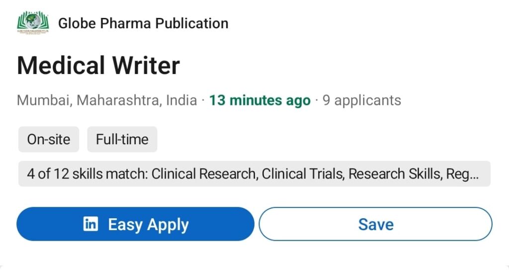 Medical Writer Job Opening at Globe Pharma Publication Medical Writer Job Opening at Globe Pharma Publication