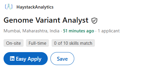 Genome Variant Analyst Job Opening at HaystackAnalytics For Freshers Genome Variant Analyst Job Opening at HaystackAnalytics For Freshers