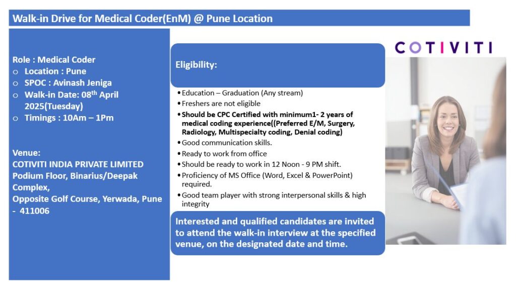 Cotiviti Walk-in Drive for Medical Coders Cotiviti Walk-in Drive for Medical Coders