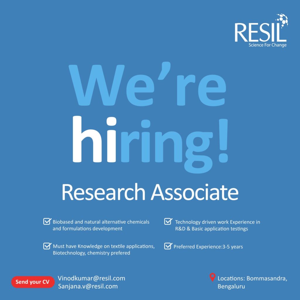 Resil Chemicals Hiring for Research Associate @Bengaluru Resil Chemicals Hiring for Research Associate @Bengaluru
