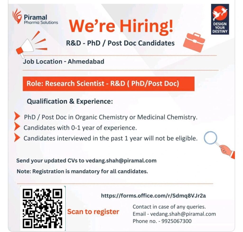 Piramal Pharma Hiring FRESHERS for Research Scientist Positions Piramal Pharma Hiring FRESHERS for Research Scientist Positions