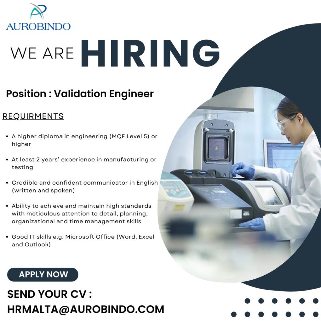 Aurobindo Pharma Hiring for Validation Engineer Aurobindo Pharma Hiring for Validation Engineer