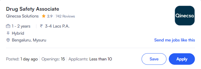 Drug Safety Associate Job at Qinecsa Solutions Drug Safety Associate Job at Qinecsa Solutions