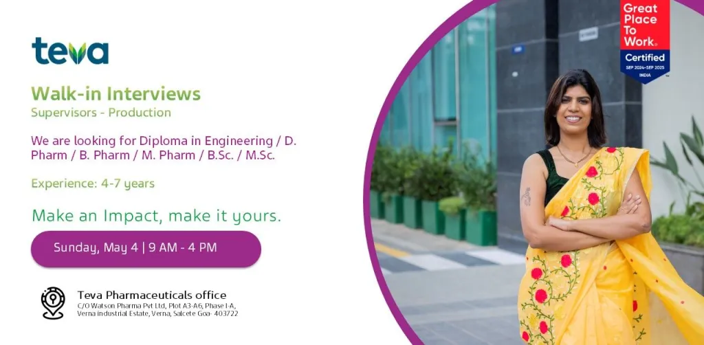 Teva Pharmaceuticals Hiring for Production Teva Pharmaceuticals Hiring for Production