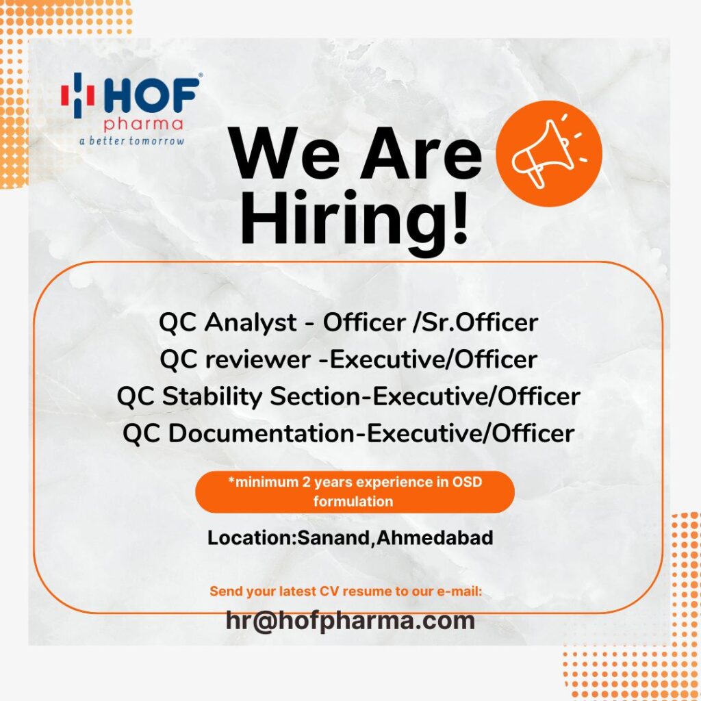 QC Analyst & Reviewer Job Openings at HOF Pharma QC Analyst & Reviewer Job Openings at HOF Pharma