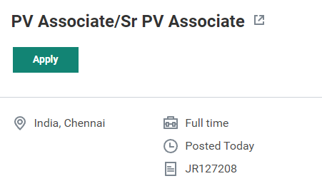 Pharmacovigilance (PV) Associate/Sr PV Associate Job at ICON plc Pharmacovigilance (PV) Associate/Sr PV Associate Job at ICON plc