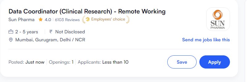 Clinical Research Data Coordinator - Work from Home Opportunity in Sun Pharma Clinical Research Data Coordinator - Work from Home Opportunity in Sun Pharma