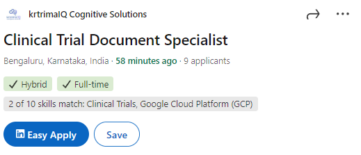 Join KrtrimaIQ as a Regulatory Clinical Trial Document Specialist – Apply Now! Join KrtrimaIQ as a Regulatory Clinical Trial Document Specialist – Apply Now!