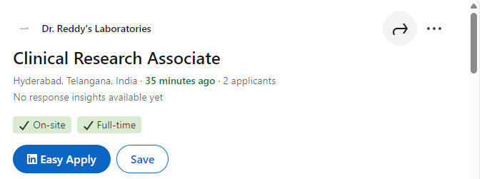 Clinical Research Associate Job at Dr. Reddy’s Labs Clinical Research Associate Job at Dr. Reddy’s Labs