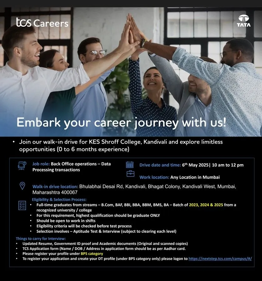 Tata Consultancy Hiring FRESHERS for Data Processing Transactions Tata Consultancy Hiring FRESHERS for Data Processing Transactions