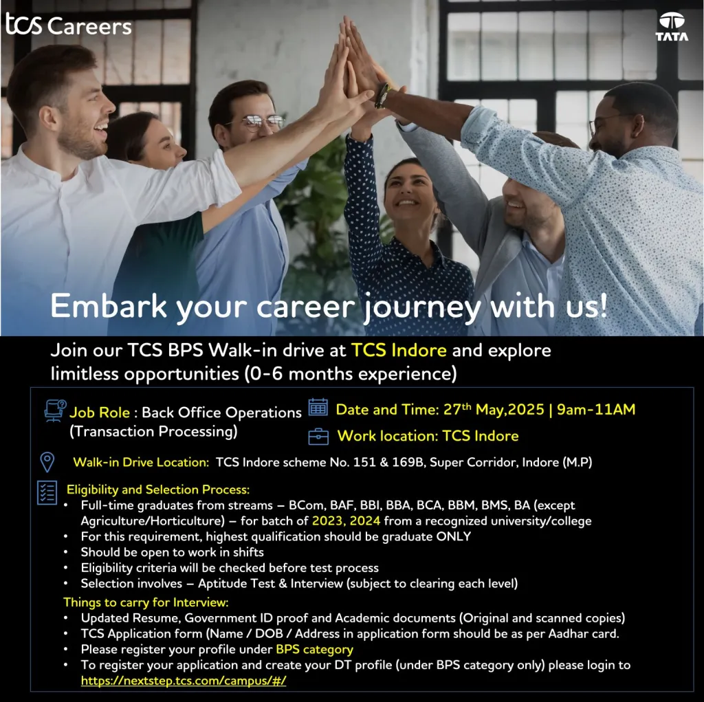 TCS (Tata Consultancy) Hiring FRESHERS for BPS (Business Process Services) TCS (Tata Consultancy) Hiring FRESHERS for BPS (Business Process Services)